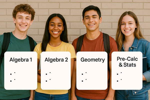 Algebra, Geometry, Pre-Calc & Statistics topics