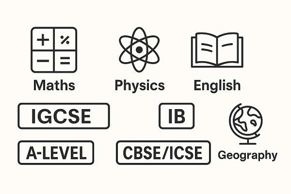 IGCSE, A-Level, IB, AP, CBSEICSE online tutoring in Qatar (clean badges)