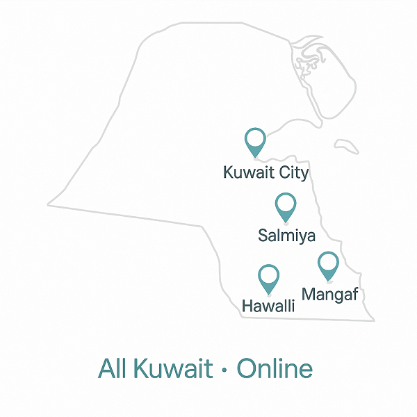 Kuwait map showing online tutoring coverage – All Kuwait Online