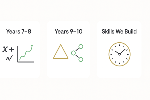 Years 7–10 maths topics – algebra graphs geometry trigonometry statistics