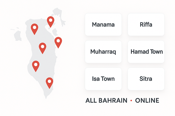 Bahrain online tutoring coverage Manama Riffa Muharraq Isa Town Hamad Town Sitra