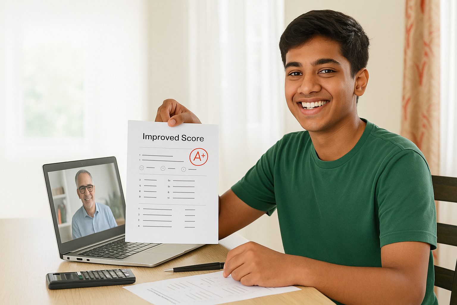 Happy A-Level Math student in Bangladesh shows improved score after online tutoring