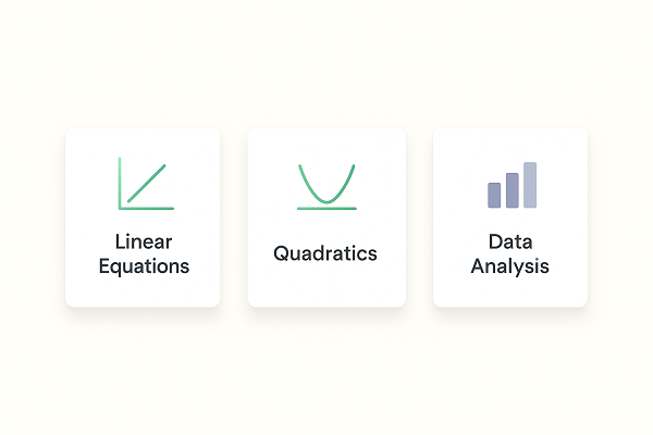 Digital SAT Math domains taught Algebra Advanced Math Data