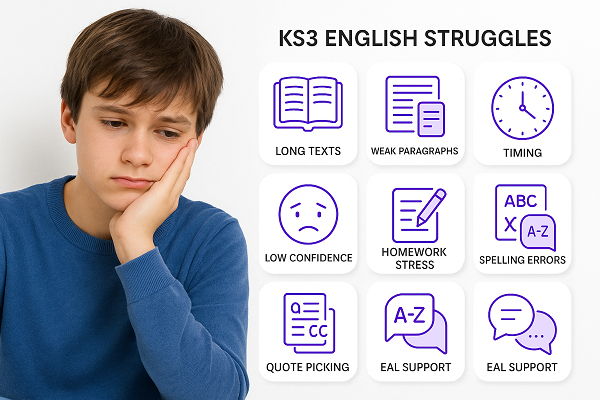 KS3 English reading and writing problems for UK students