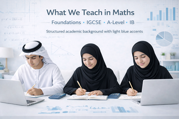 Maths topics taught online in the UAE across school and exam boards