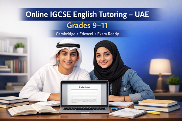 Online IGCSE English tutoring UAE for Grades 9 to 11 students